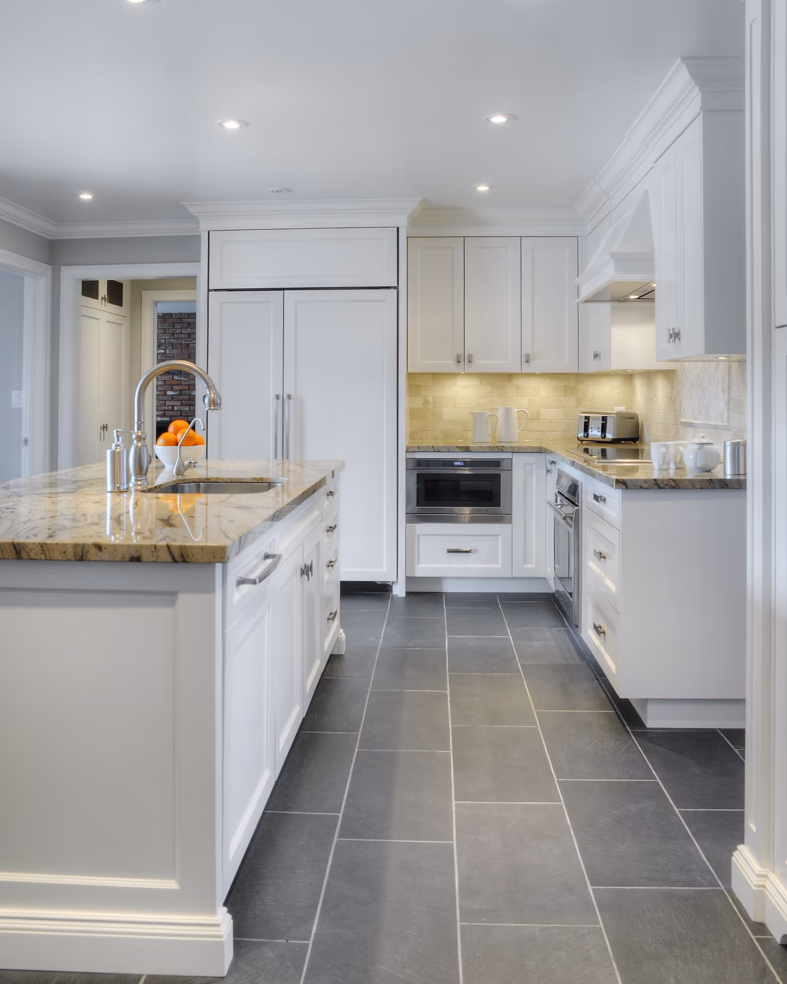 Ajax kitchen floor upgrade with clean tile layout and tight grout lines