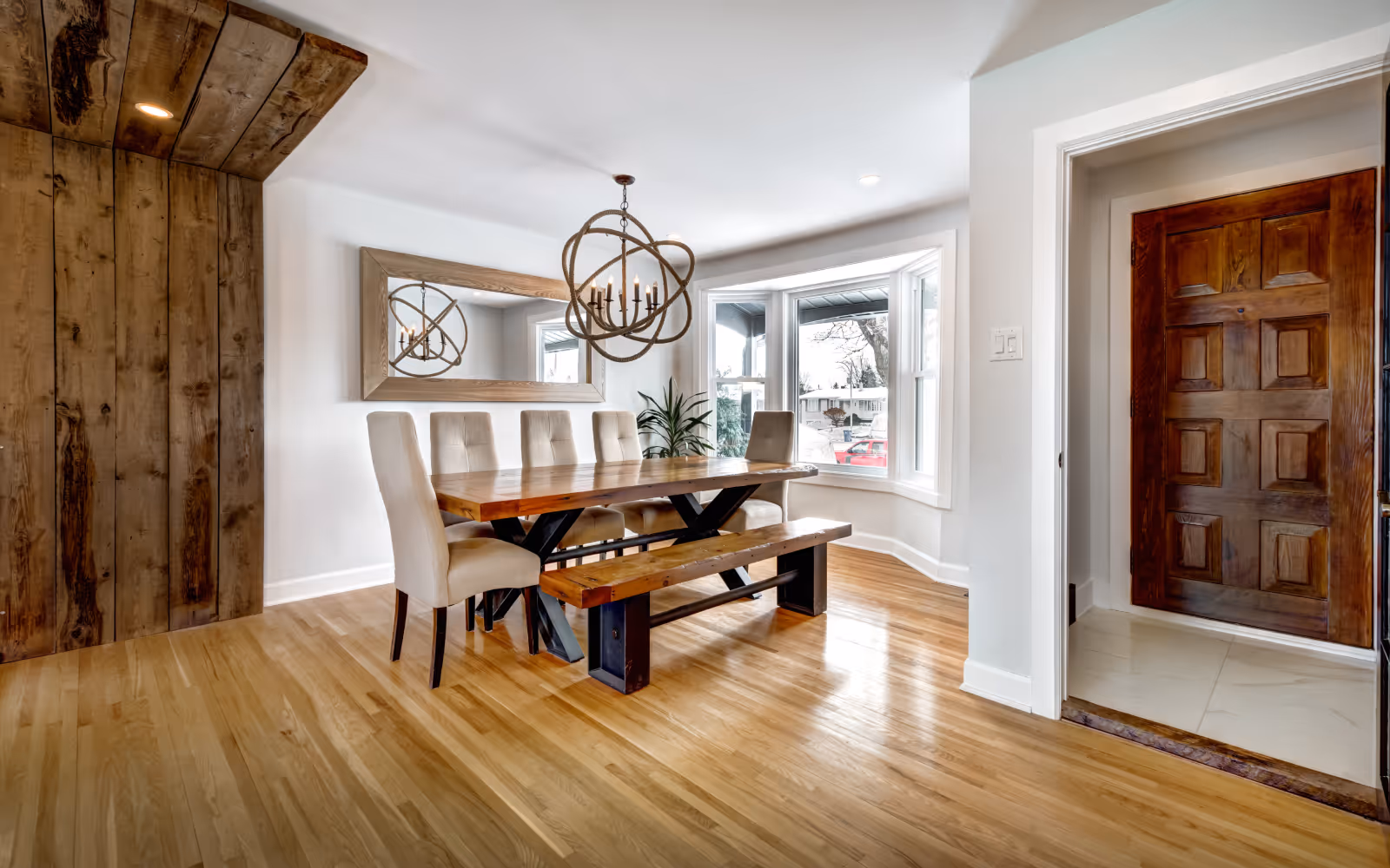 Finished basement remodel with laminate wood flooring