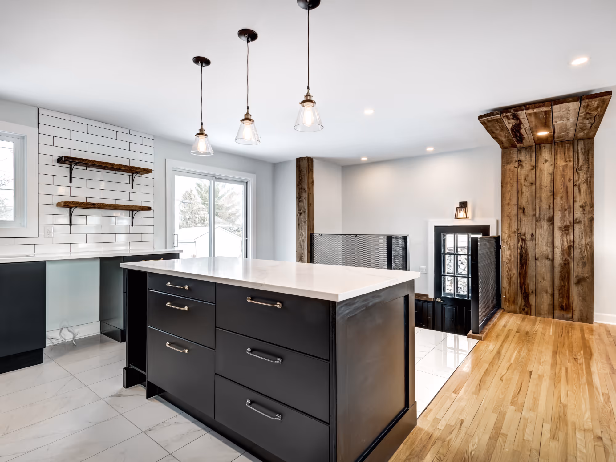 Basement finishing with modern flooring and bright open layout in Durham Region