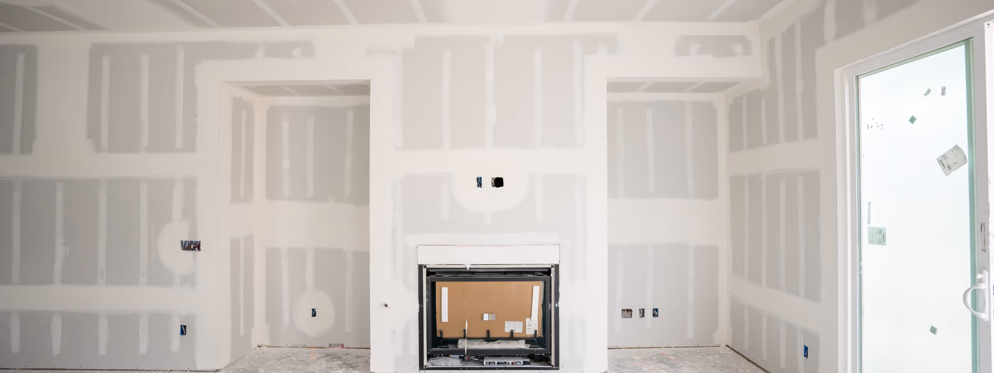Drywall patching and finishing work in basement renovation project