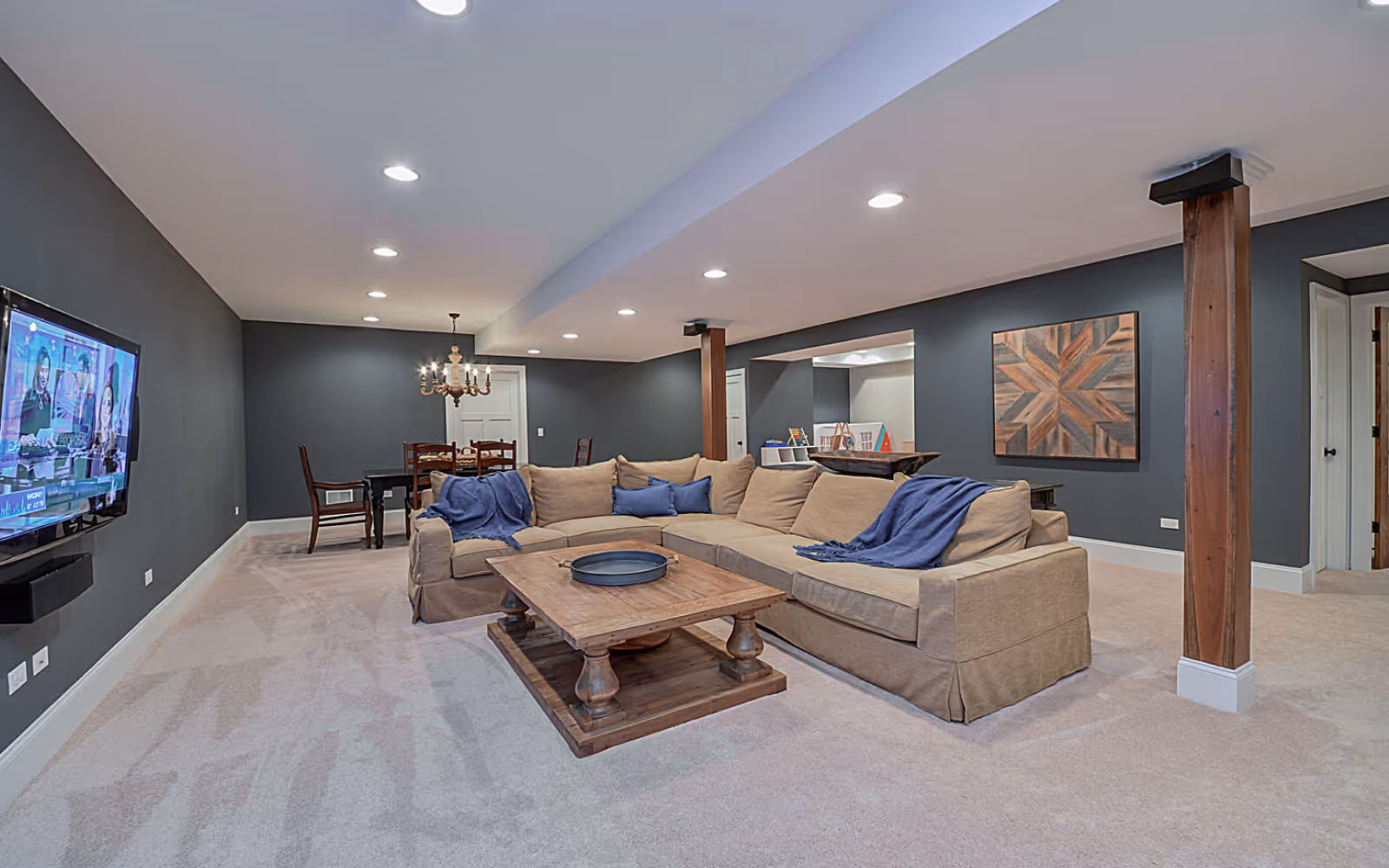 Basement painting and wall prep for brighter finished living spaces