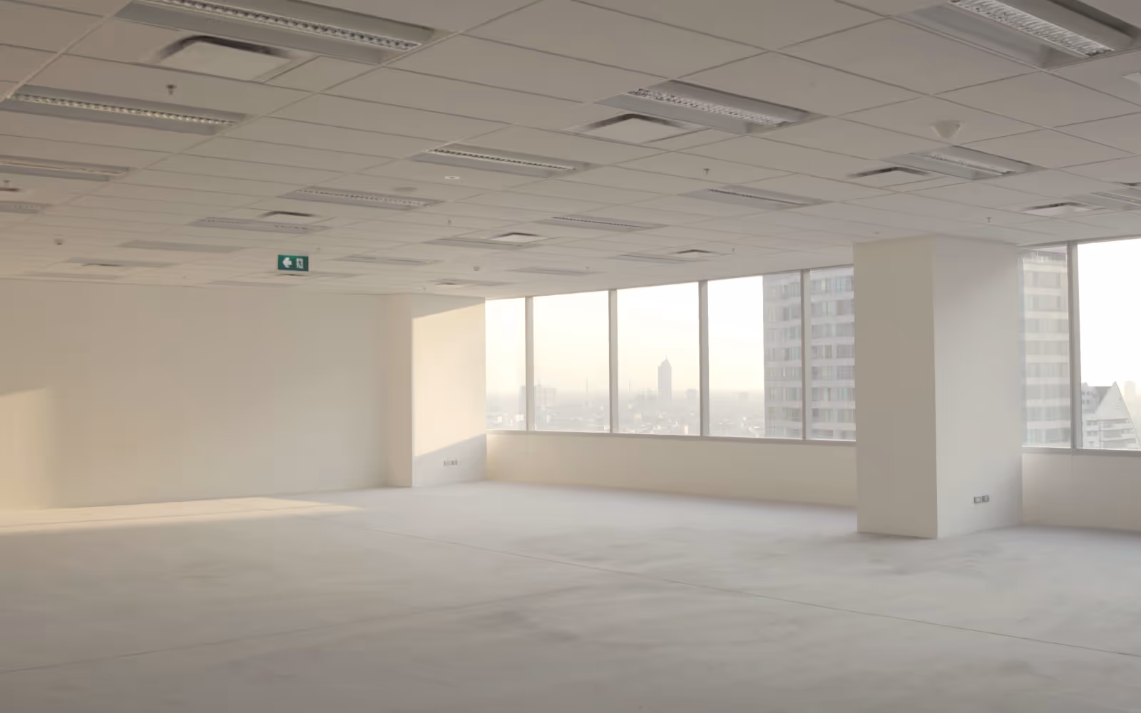 Commercial interior painting and drywall finishing in business workspace