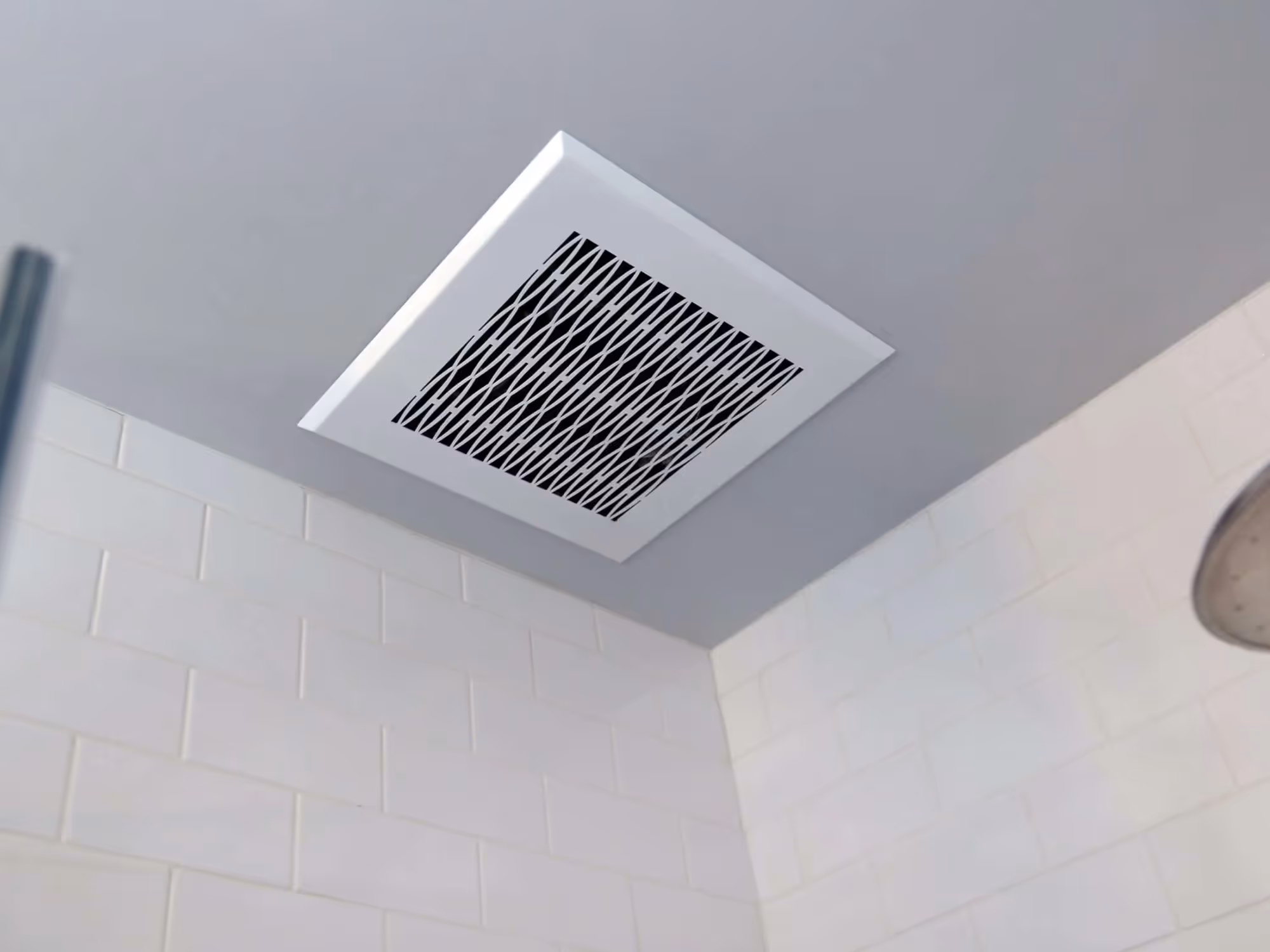 Bathroom ventilation exhaust fan installation for moisture control in shower area