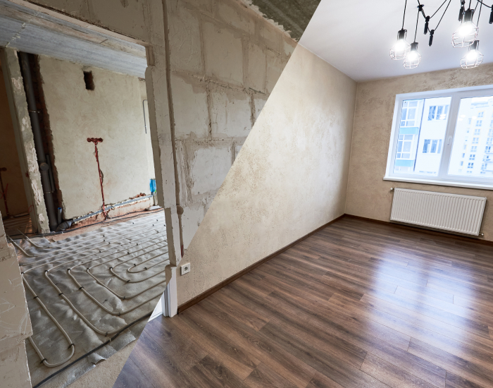 whitby residential basement renovation | before and after shot