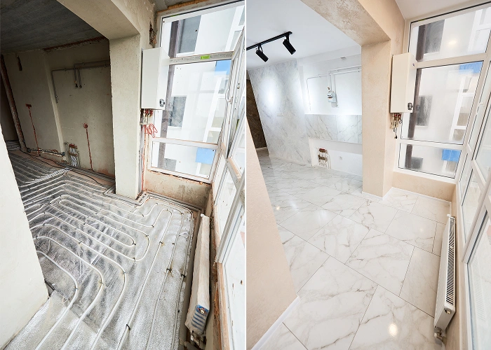 durham region basement renovation before and after shot