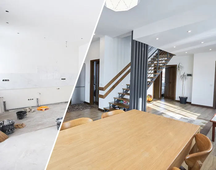 durham region complete basement finishing | before and after shot